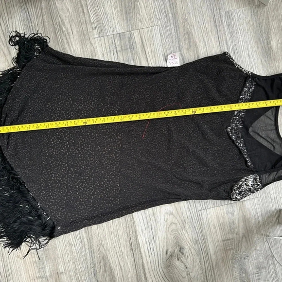 1920's Style Black  Sequin  Mini Dress  w/ Fringe by Fina LA - Picture 9 of 12